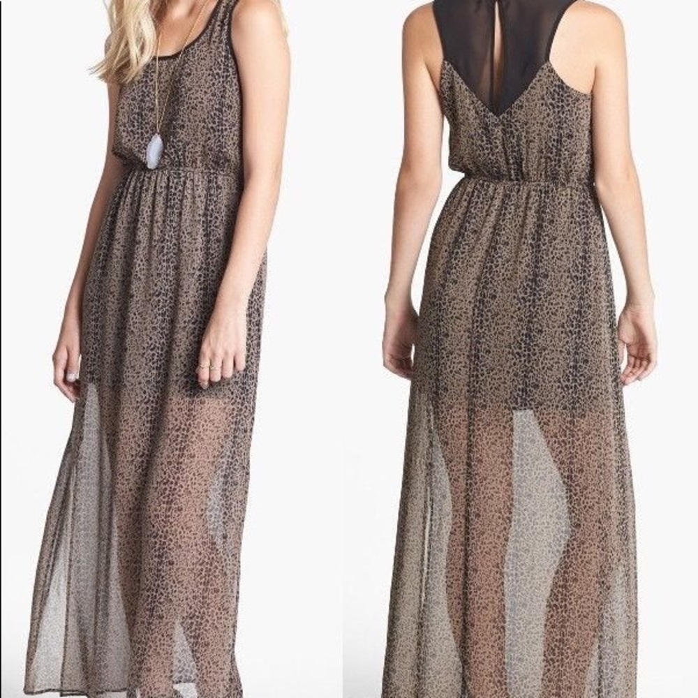 Maxi animal print sheer dress